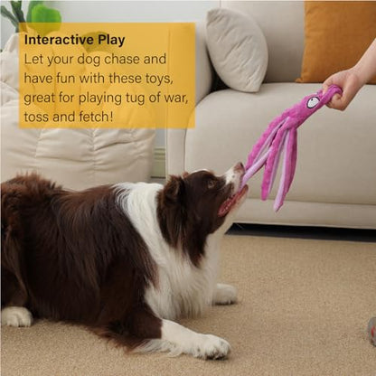 CPYOSN Dog Squeaky Toys Octopus - No Stuffing Crinkle Plush Dog Toys for Puppy Teething, Durable Interactive Dog Chew Toys for Small, Medium and Large Dogs Training and Reduce Boredom, 2 Pack - color: Purple+Green