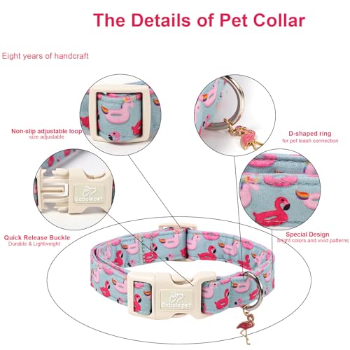 Summer Dog Collar Cute Flamingo Float Dog Collars for Puppy Small Dogs - Lightweight Adjustable Male Female Dogs Everyday Collar with Quick Release Buckle XS - color: Grey Flamingo, size: XS