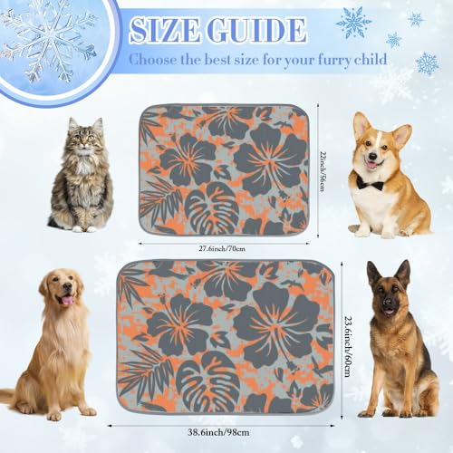 Dog Cooling Blanket Ice Silk Pet Bed Mat Hawaiian Tropical Pattern Thin Dog Bed Washable Cooling Pads for Cats 28" X22" Mats Blanket for Crate, Indoor& Outdoor Floor, Car Seats