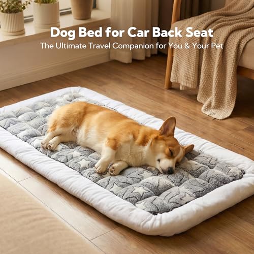 Dog Bed for Car Back Seat Soft Plush Backseat Pet Bed Mat Non-Slip Travel Pet Mat, Fuzzy Plaid Dog Seat Cover, Fit for Backseat Extenders and Trucks SUVs (Star, 54" x 24.8") - color: Star