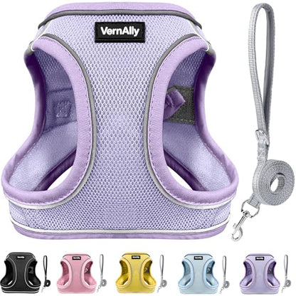 Sparkly Dog Harness Small Sized and Leash Set for Small Dogs Cats,Purple S Puppy Harness, Step in Soft Dog Reflective Vest, Breathable Mesh Pet Harness. (Purple, S) - color: Purple, size: S
