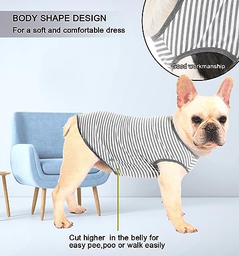 Dog Cooling Shirt,Summer Combed Cotton Breathable Boy Girl Small T-Shirts,Purple Grey White Striped XS - color: Purple/White,Grey/White Striped, size: X-Small