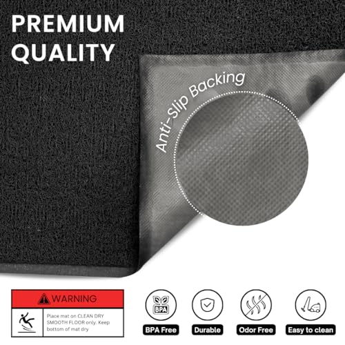 Andalus Small Cat Litter Mat, Pack of 2 - Waterproof, Non-Slip & Easy to Clean Cat Litter Box Mat for Extra Efficient Pet Litter-Trapping, Black (15.75” X 11.75”) - color: Black