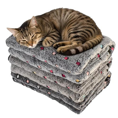 Three Piece Pet Blanket Set for Dogs Cats Soft Comfy Puppy and Kittens Bed Blanket Fluffy Fleece Pets Throw with Cute Patterns (Small 24x16 inch, Gray Dots) - color: Gray Dots, size: Small-24x16 inch