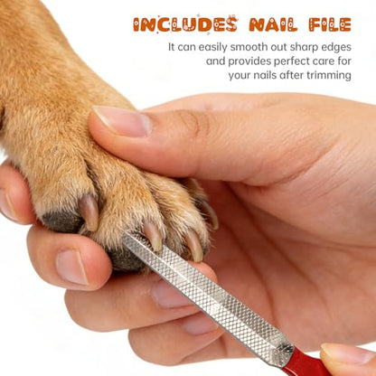 Qmagic Dog Nail Clipper, Professional Cat Nail Clipper with Safety Guard and Nail File Pet Clippers for Thick Nails, Dog Toenail Clippers for Large Dogs