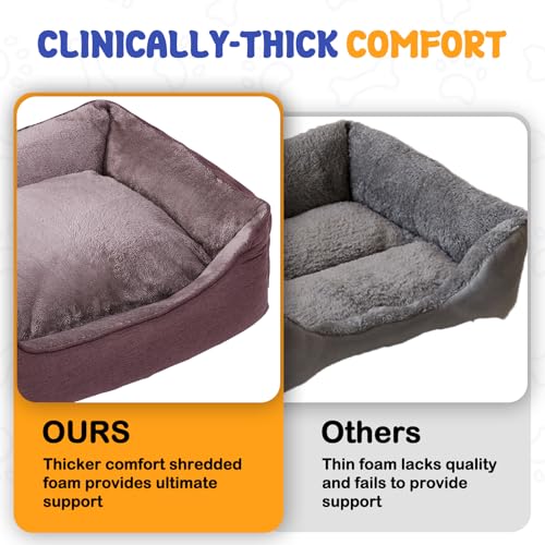 Rectangle Dog Bed for Large Size Dog with Removable Washable Cover Pet Bed with Bolster Sides Non-Slip Bottom Pet Sofa Waterproof Lining Durable Pet Cuddle, Dark Brown, 35x 26x 7.5 in - color: Dark Brown, size: 35"L x 26"W x 7.5"Th