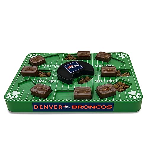 Pets First NFL Denver Broncos Puzzle, Interactive Dog Treat Puzzle Toy - color: DENVER BRONCOS, size: Standard