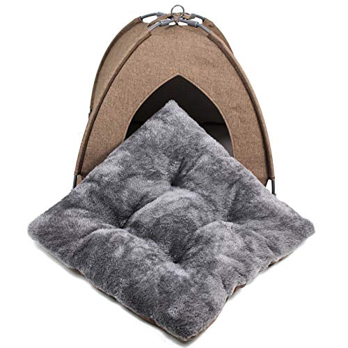 Winsterch Cat Bed Cave for Indoor Cats, Small Pet Tent Cave for Cats, Kittens, and Small Dogs, Warming Cat House with Removable Washable Cushion (18.5'‘ x 18.5’' x 15.8'', Brown) - color: W-Brown