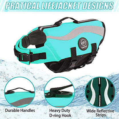 EMUST Dog Life Vests, Adjustable Dog Life Jackets for Small Dogs with Enhanced Buoyancy, Small Swim Vest with Durable Rescue Handle, Turquoise,XS - color: Turquoise, size: XS