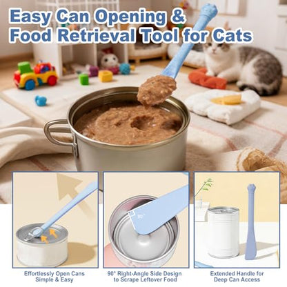 AZY 3-Piece Slow Feeder Cat Bowl and Lick Mat Set – Silicone Cat Treat Spoon & Feeding Mat for Wet Food, Enrichment and Slow Eating (Blue) - color: blue