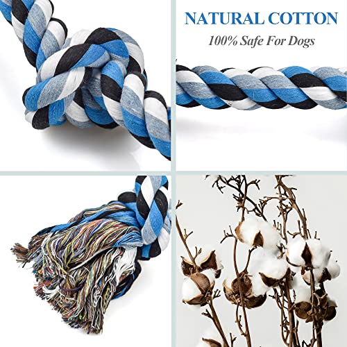 LECHONG Dog Toys for Aggressive Chewers Tough Rope Chew Toys for Large and Medium Dog 3 Feet 5 Knots Indestructible Cotton Rope for Large Breed Dog Tug of War Dog Toy Teeth Cleaning - size: 1pack