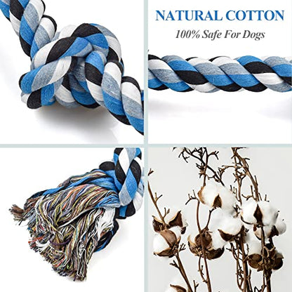 LECHONG Dog Toys for Aggressive Chewers Tough Rope Chew Toys for Large and Medium Dog 3 Feet 5 Knots Indestructible Cotton Rope for Large Breed Dog Tug of War Dog Toy Teeth Cleaning - size: 1pack