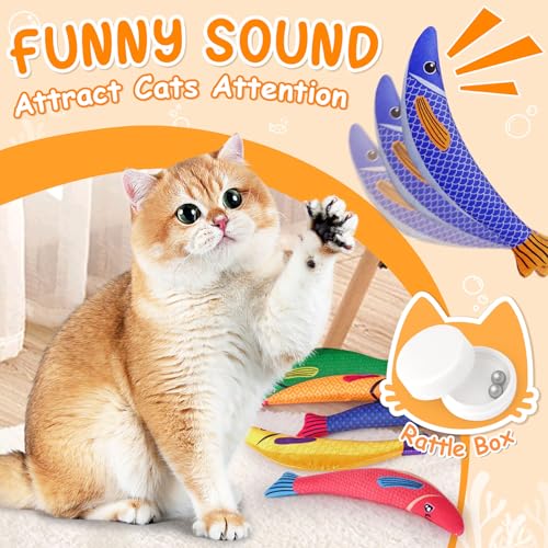 Cat Toys for Indoor Cats, 6 Pack Interactive Catnip Toys for Bored, Kitten Kicker Toy for Kitty with Sound, Cat Chew Toys for All Breeds