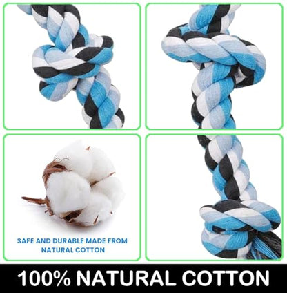 Indestructible Dog Toys for Aggressive Chewers – Tough Rope Chew Toy with 5 Knots, 3 Feet, Perfect for Large & Medium Dogs, Helps Clean Teeth and Ideal for Tug of War