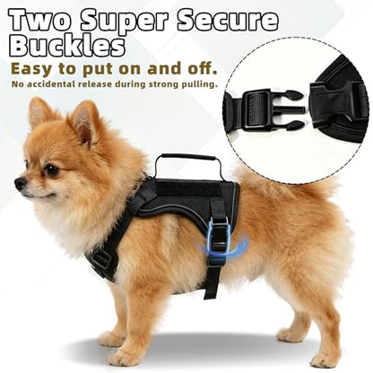 AIITLE Small Dog Harness No Pull, Reflective Adjustable Vest with Handle, No Choke Design, Dual Metal Leash Clips for Walking Training Running Camping, Small Medium Breeds - Black XS - color: Black, size: XS