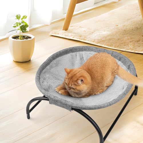 LIFLIX Raised Cat Hammock Bed, Pet Bed for for Indoor Cats, Standing Cat Cot with Washable Plush,17.1 x 17 x 9.5 inches - size: Medium