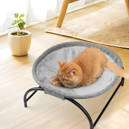 LIFLIX Raised Cat Hammock Bed, Pet Bed for for Indoor Cats, Standing Cat Cot with Washable Plush,17.1 x 17 x 9.5 inches - size: Medium