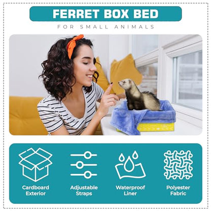 Ferret Hammock For Cage Box, use as Hanging Bed or Secure to Cage. Ferret Cage Accessories w/ Adjustable Straps, Perfect Small Pet Bed, Hanging cat hammock Bed, Guinea Pig Bed or Rabbit Bed.