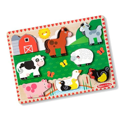 Melissa & Doug Farm Wooden Chunky Puzzle (8 pcs) - FSC Certified - style: Farm
