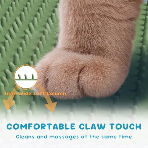 Cat Litter Mat, (33" X 21") Silicone Litter Trapping Mat - Waterproof/Urine Proof, Litter Box Mat - Keep the Floor Clean Green - color: Green, size: L