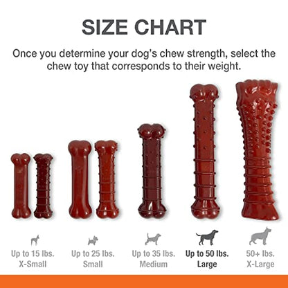 Nylabone Textured Bone Power Chew Toy for Dogs, Durable & Tough Dog Toys for Aggressive Chewers, Basted Blast Bacon and Steak Flavor, Large Dogs - Up to 50 lbs, 1 Count - size: Large