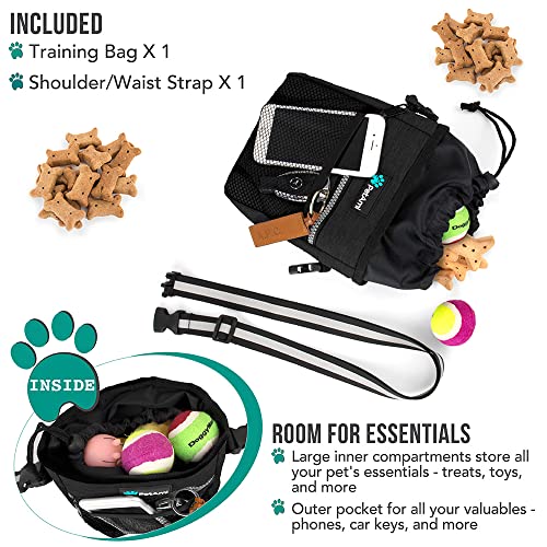 PetAmi Dog Treat Pouch, Pet Treat Pouch for Training, Dog Walking Bag Holder for Kibbles, Pet Food Toy, Dog Trainer Essentials Supplies, Poop Bag Dispenser, 3 Ways to Wear (Charcoal) - color: Heather Charcoal
