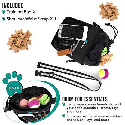PetAmi Dog Treat Pouch, Pet Treat Pouch for Training, Dog Walking Bag Holder for Kibbles, Pet Food Toy, Dog Trainer Essentials Supplies, Poop Bag Dispenser, 3 Ways to Wear (Charcoal) - color: Heather Charcoal