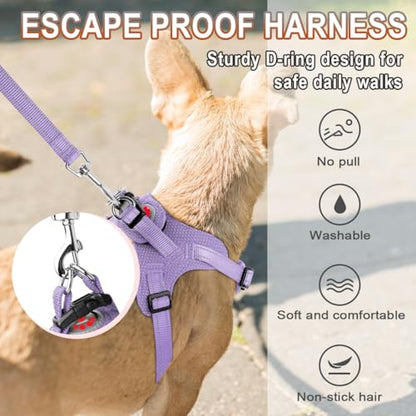 BARKBAY Dog Harness, Reflective Adjustable Puppy No Pull Harness, Breathable Soft for Small and Medium Dogs, Violet Purple, XXS - color: Violet Purple, size: XX-Small