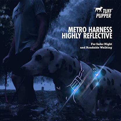 Tuff Pupper No Pull Easy Walk Dog Harness | Heavy Duty Pet Vest | Front & Back Leash Clips | Strong Safety Handle | Reflective Anti Pull Vest | Comfortable Padded Escape Proof Harness (X-Large, Blue) - color: Midnight Blue, size: X-Large (Neck: 20-30" , C