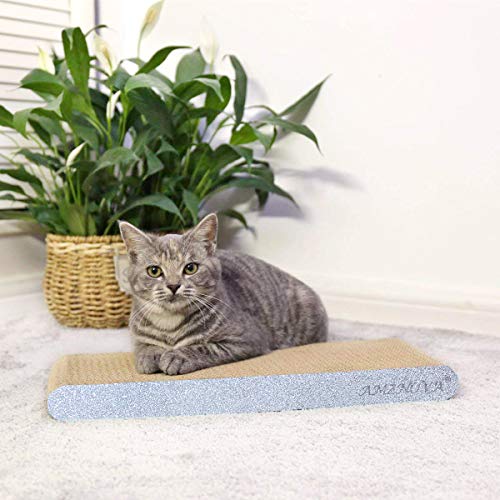 Cat Scratcher Rescratch Cat Scratching Board, Scratching Pad with Catnip for Indoor, Flat Cardboard Scratcher Scratch Board for Kitten, Narrow, Glitter Silver - color: Glitter Silver