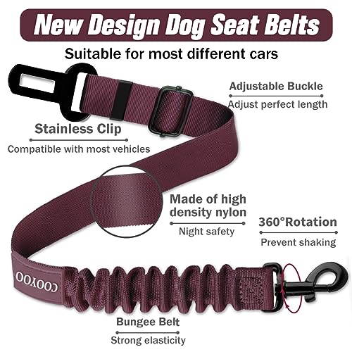 Dog Seat Belt,3 Piece Set Retractable Dog Car Adjustable Seatbelts for Vehicle Nylon Pet Safety Heavy Duty & Elastic & Durable Car Harness for Dogs - color: Set 08-Black+Fuchsia