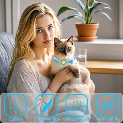 Breakaway Cat Collars with Bells, MUZIEBA Kitten Collar for Girl Boy Adjustable Safety Kitty Collars for Cats Puppy and Small Pets (Blue) - color: Blue