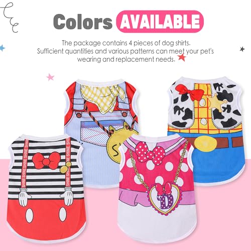 Dog Clothes Medium Sized Dog: Stretchy Puppy Shirts with Cute Patterns, Mesh Pet T-Shirts, Girl & Boy Poodle Dachshund Clothes (L, 4 Pack) - color: Pink Set 2, size: Large