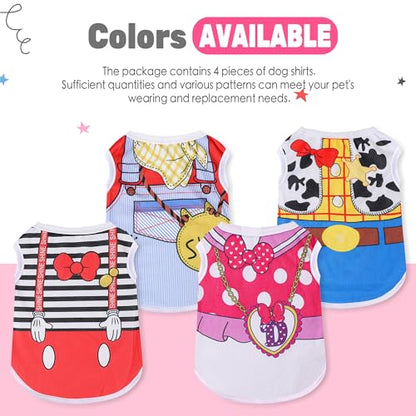 Dog Clothes Medium Sized Dog: Stretchy Puppy Shirts with Cute Patterns, Mesh Pet T-Shirts, Girl & Boy Poodle Dachshund Clothes (L, 4 Pack) - color: Pink Set 2, size: Large