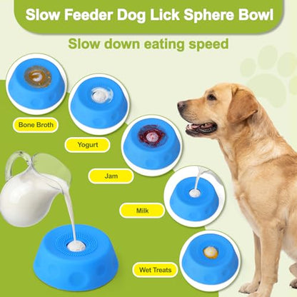 Slow Feeder Dog Lick Sphere Bowl for Liquid Treat, Interactive Large Capacity Non-Slip Dog Licking Toy & Lick Bowl for Small, Medium, Large Breeds