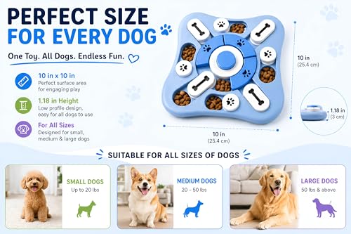 Dog Puzzle Toy Slow Feeder Bowl, Interactive Pet Feeder Toy, Treat Dispensing Puzzle Game for IQ Training, Treat Hiding, Foraging Play, Enrichment Toy for Small Medium Large Dogs & Cats