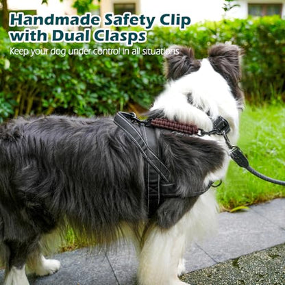 Dog Collar Safety Clip, Handmade Backup Safety Strap for Dog Harness, Prong, Pinch Collar, Double Ended Clasp Leash Connector (Brown) - color: Brown