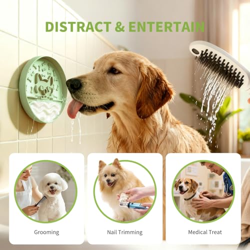 Slow Feeder Dog Bowl for Small Medium Dogs & Cats, 7.5 Inch Non Slip Slow Bowl with 37 Suction Cups, Anti-Choking Food Grade Silicone Slow Eating Bowl - color: Grey Green