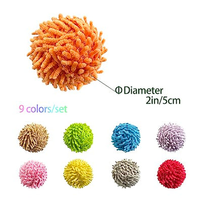 9Pcs Fuzzy Cat Ball Toys - Safe Pom Pom Balls for Indoor Cats, Kitten Chasing Toys with Bell (Multicolor) - color: 9Pcs