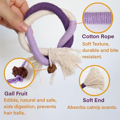 Cat Toys for Indoor Cats, Kitten Toys for Indoor Kittens, Catnip Rope Chew Toys for Teeth Cleaning, Interactive Cat String Toy, Kitty Kicker Toy, 3 Pack (Plus 3 Pouches of Catnip) - size: Large 3 Pack
