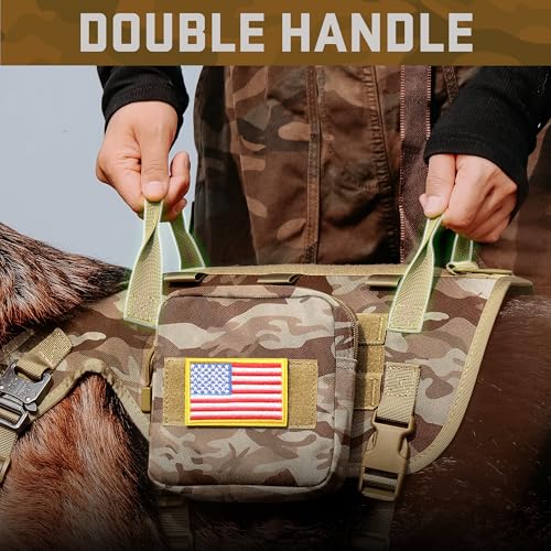 Dog Harness Medium Sized,Tactical Dog Harness with Handle,No Pull Military Style Service Dog Vest with Pockets Adjustable for Medium Large Dogs,Camo Brown,Chest 22-35" - color: Camouflage Brown, size: M:Chest 22-35",Fit 30-80lbs