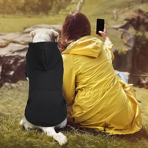 Dog Hoodie Dog Sweaters for Large Dogs,Pet Sweater Soft Solid Brushed Fleece Pet Clothes Pet Hoodie Sweatshirt with Pocket(Black-L) - color: Black, size: Large