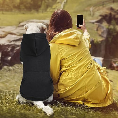 Dog Hoodie Dog Sweaters for Large Dogs,Pet Sweater Soft Solid Brushed Fleece Pet Clothes Pet Hoodie Sweatshirt with Pocket(Black-L) - color: Black, size: Large