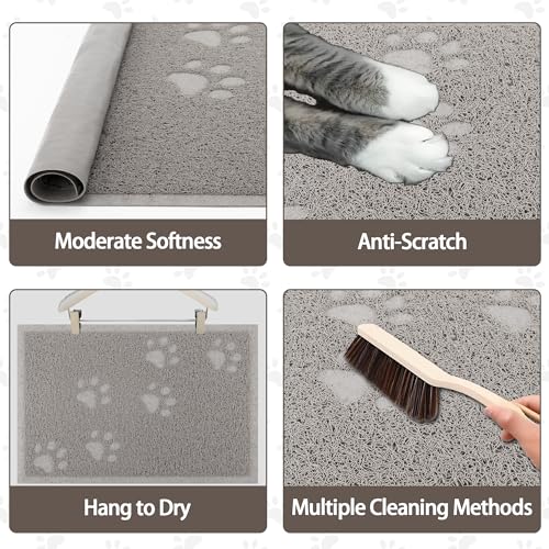 Darkyazi Cat Litter Box Mat for Floor Litter Trapping Mat Non-Slip Backing, Scatter Control, Easy Clean, Water Resistant, Soft on Paws (15.75" x 11.75",Gray Sand) - color: Gray Sand