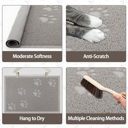 Darkyazi Cat Litter Box Mat for Floor Litter Trapping Mat Non-Slip Backing, Scatter Control, Easy Clean, Water Resistant, Soft on Paws (15.75" x 11.75",Gray Sand) - color: Gray Sand