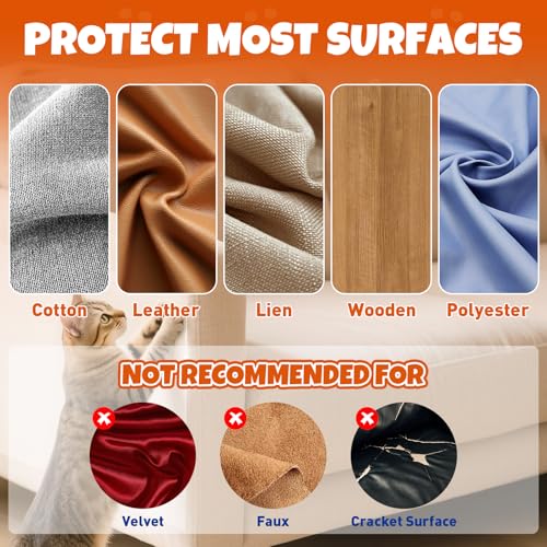 17Pack- Anti Cat Scratch Furniture Protector, Clear Couch Protector from Cat Claws, Pet Deterrent for Sofa Wall Door Bed, Single Sided Self Adhesive Easy Apply, Heavy Duty- with 50 Twist Pins