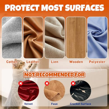 17Pack- Anti Cat Scratch Furniture Protector, Clear Couch Protector from Cat Claws, Pet Deterrent for Sofa Wall Door Bed, Single Sided Self Adhesive Easy Apply, Heavy Duty- with 50 Twist Pins
