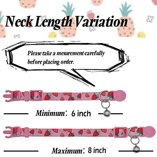 4 Pack Cat Kitten Collar Breakaway with Bell Quick Release Safe Buckle Adjustable Cat Kitten Collar - color: 2#Fruit, size: Kitten(Neck:6"-8")