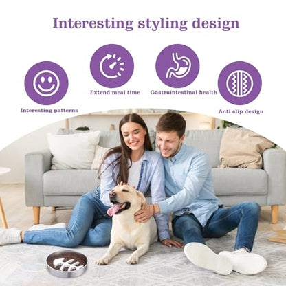 Stainless Steel Slow Feeder Dog Bowls – Non-Slip Metal Dog Bowl for Large & Medium Breeds, Puppy Puzzle Feeder – 2 Cup Capacity for Small to Big Pets – Durable Slow Feed Dog & Cat Food Dish - color: Fishbone