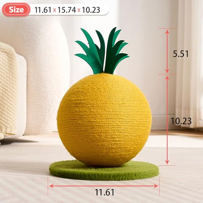 Pineapple Cat Scratching Post, Cute Cat Scratcher with Sisal Rope, Cat Scratch Post for Indoor Adult Cat and Kitten, Cat Scratching Ball - color: Pineapple